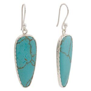 SEED & SAGE Silver/Turquoise Made In Mexico Sterling Silver Stone Drop Earrings